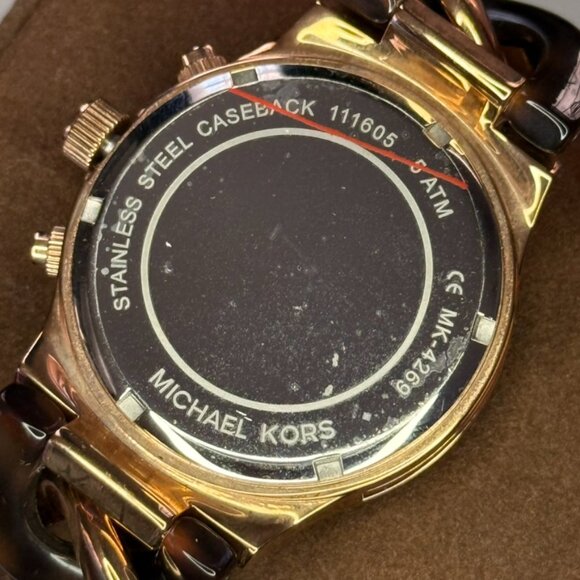 Michael Kors Rose Gold Tortoise Runway Watch w/ Box main image 6